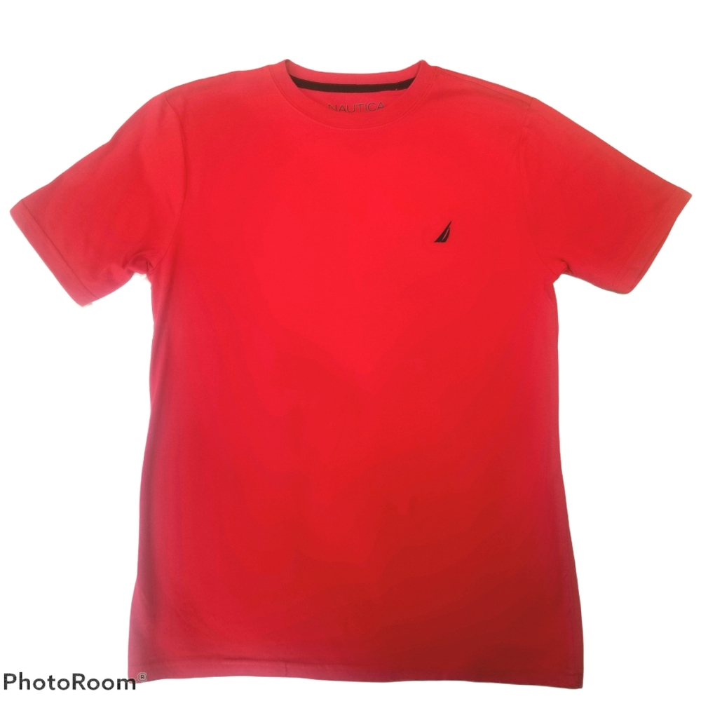 Nautica Youth Boys Crew Neck T-Shirt Red W/ Navy